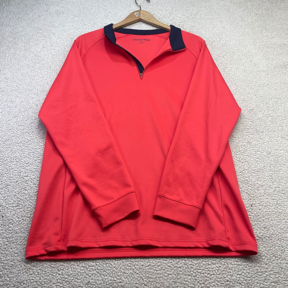 Mizzen+Main Pullover Mens Large Red 1PO-1458 Quarter Zip Performance Stretch